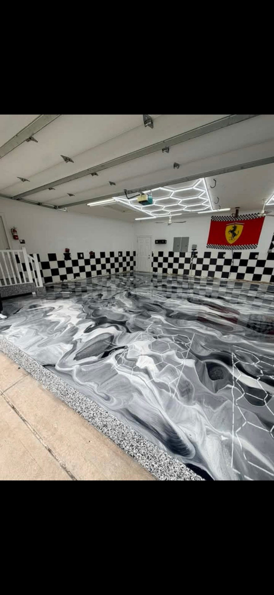 Checkered Marble Garage — Metallic epoxy floor in Atlanta, GA