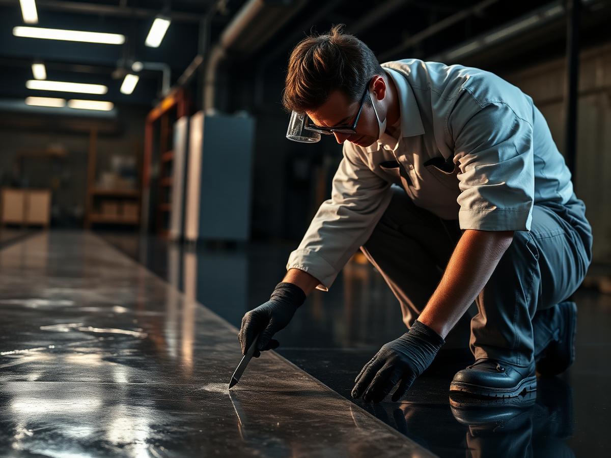 Elevation Epoxy craftsman finishing a floor