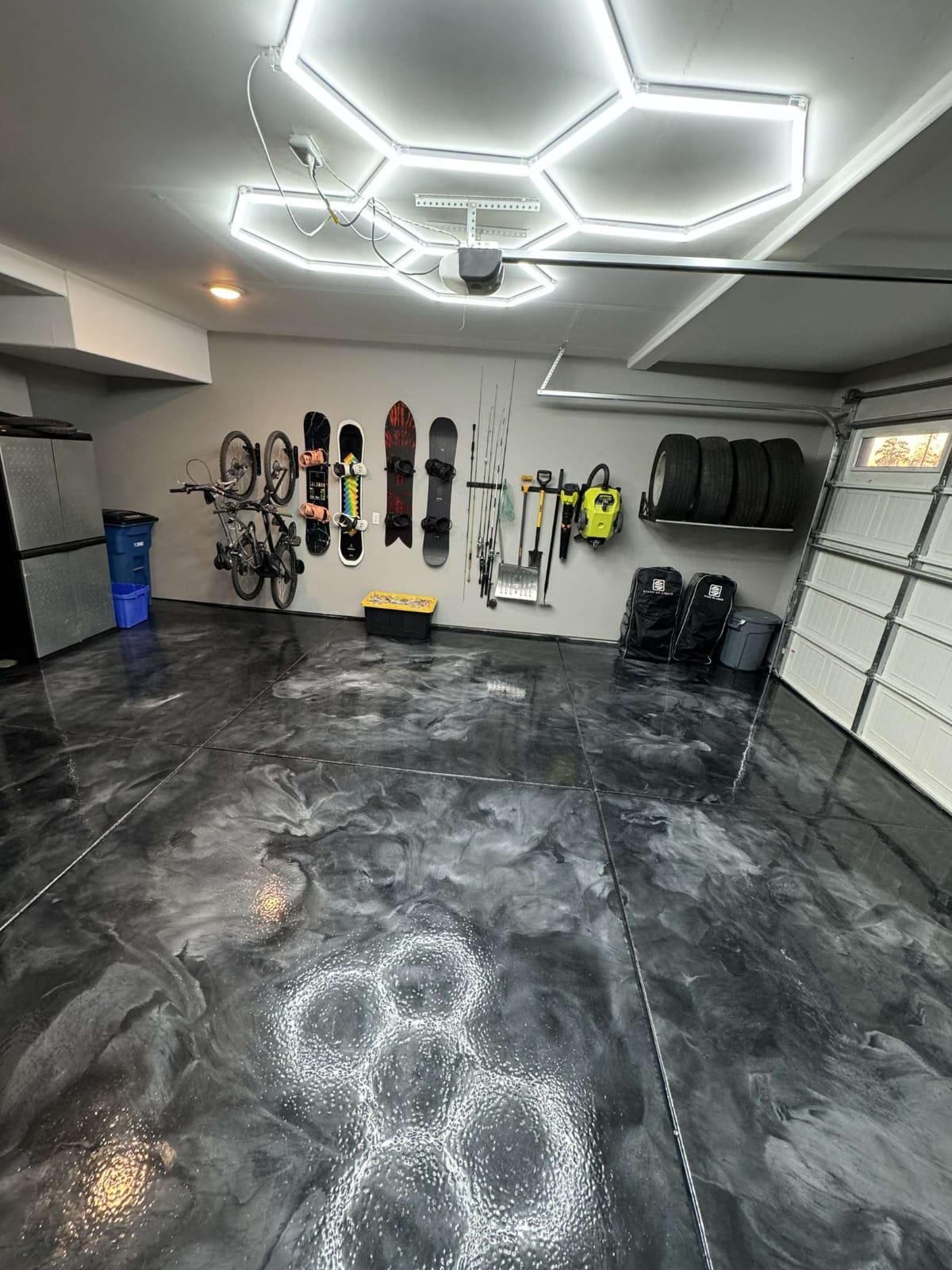 Charcoal Marble Pour — Metallic epoxy floor in Roswell, GA